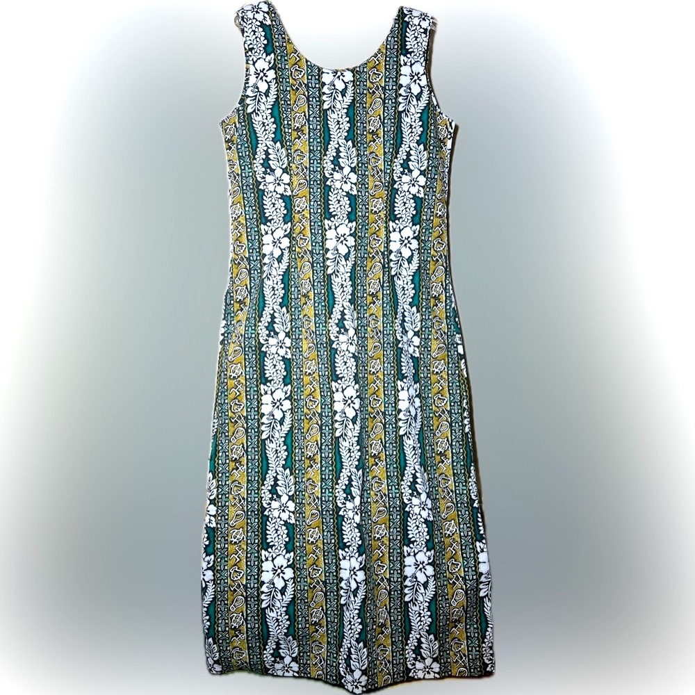 90s vintage Hawaii teal & sand mu’umu’u